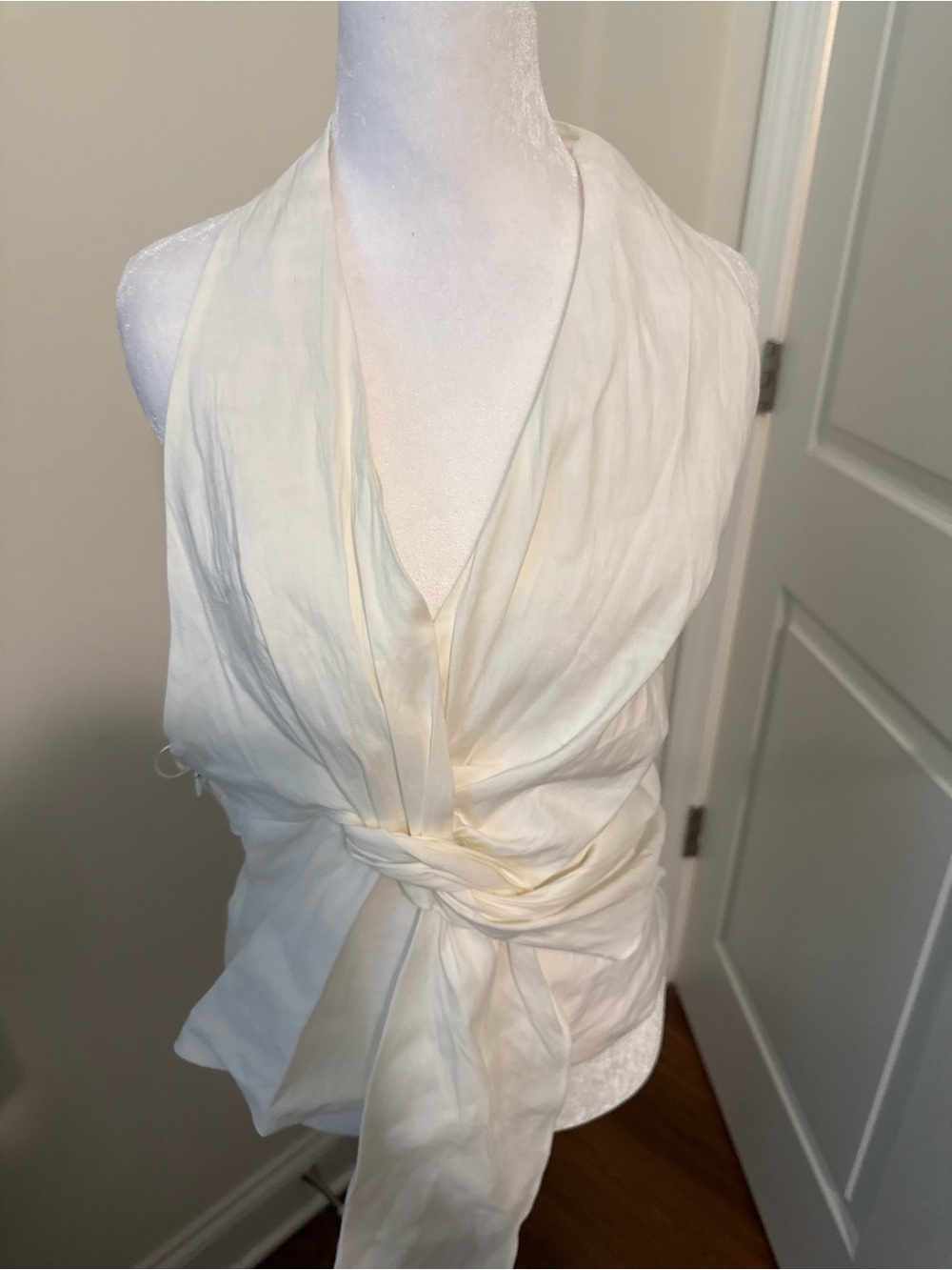 Zara Cream Halter Tie-Front Camisole